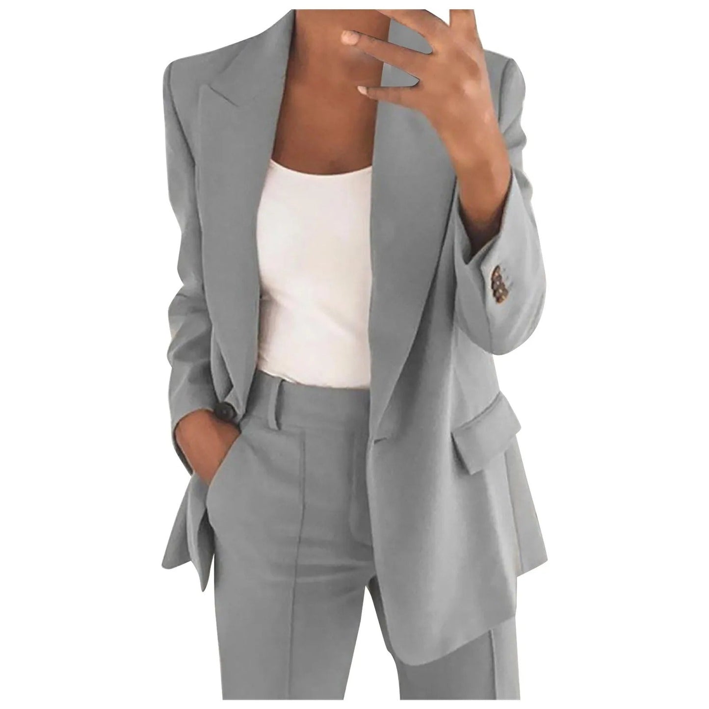 MiraSet - Completo da donna con blazer e pantaloni in tinta unita