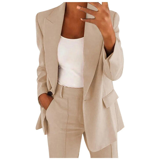 MiraSet - Completo da donna con blazer e pantaloni in tinta unita