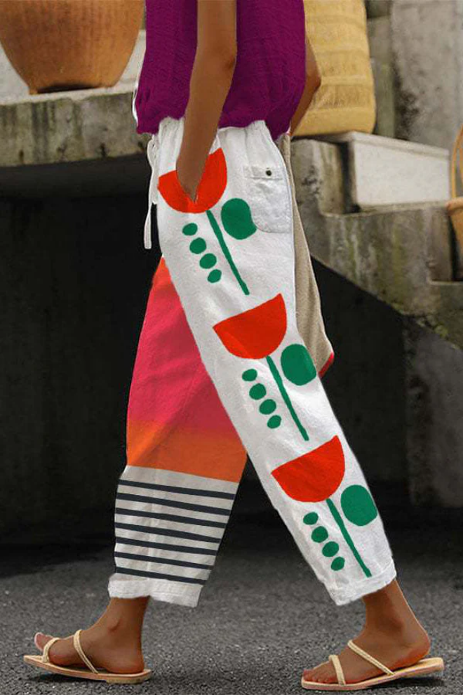 Airish - Pantaloni casual con tasca a bottoni stampati