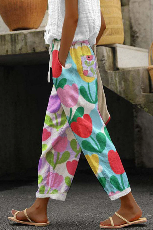 Airish - Pantaloni casual con tasca a bottoni stampati
